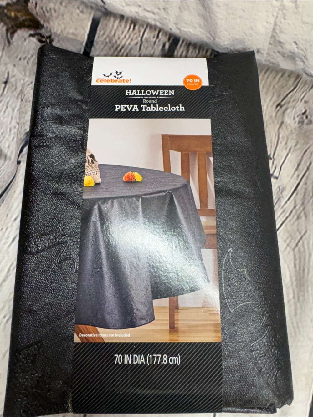 Celebrate It Black Halloween PEVA Round Tablecloth